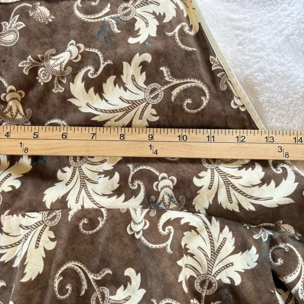 Vintage 50s Single Stitch Women’s Kitchen Apron Brown Floral Print Front Pocket